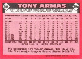1986 Topps - Collector's Edition (Tiffany) #255 Tony Armas Back