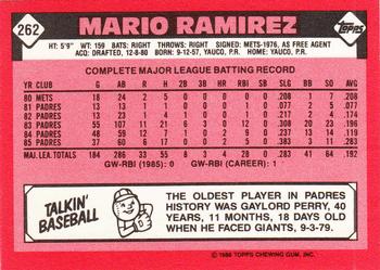 1986 Topps - Collector's Edition (Tiffany) #262 Mario Ramirez Back
