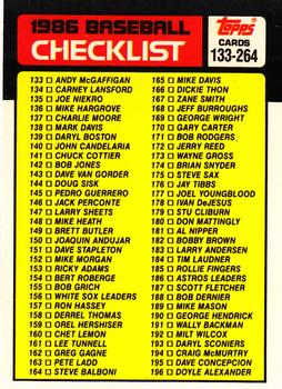 1986 Topps - Collector's Edition (Tiffany) #263 Checklist: 133-264 Front