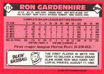 1986 Topps - Collector's Edition (Tiffany) #274 Ron Gardenhire Back