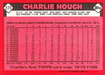 1986 Topps - Collector's Edition (Tiffany) #275 Charlie Hough Back