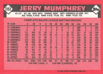 1986 Topps - Collector's Edition (Tiffany) #282 Jerry Mumphrey Back