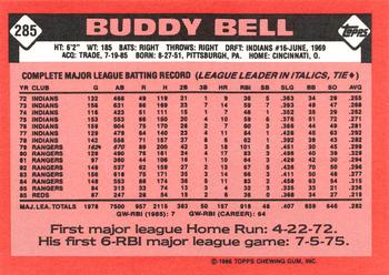 1986 Topps - Collector's Edition (Tiffany) #285 Buddy Bell Back