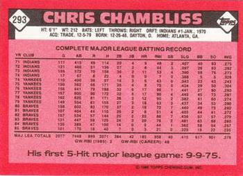 1986 Topps - Collector's Edition (Tiffany) #293 Chris Chambliss Back