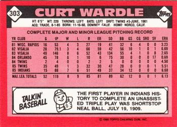 1986 Topps - Collector's Edition (Tiffany) #303 Curt Wardle Back