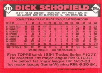 1986 Topps - Collector's Edition (Tiffany) #311 Dick Schofield Back