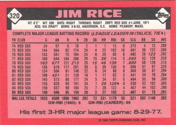 1986 Topps - Collector's Edition (Tiffany) #320 Jim Rice Back