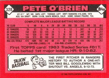 1986 Topps - Collector's Edition (Tiffany) #328 Pete O'Brien Back