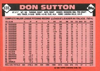 1986 Topps - Collector's Edition (Tiffany) #335 Don Sutton Back