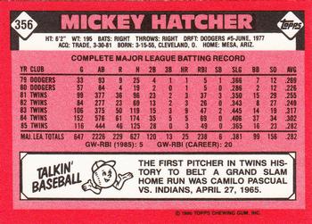 1986 Topps - Collector's Edition (Tiffany) #356 Mickey Hatcher Back