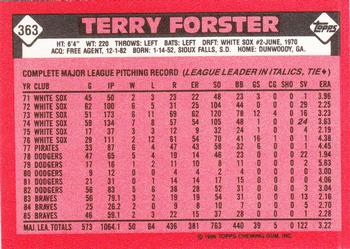 1986 Topps - Collector's Edition (Tiffany) #363 Terry Forster Back
