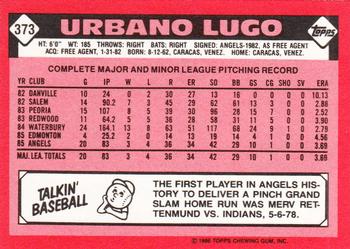 1986 Topps - Collector's Edition (Tiffany) #373 Urbano Lugo Back