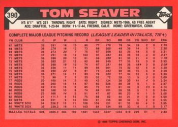 1986 Topps - Collector's Edition (Tiffany) #390 Tom Seaver Back