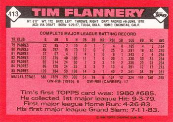 1986 Topps - Collector's Edition (Tiffany) #413 Tim Flannery Back