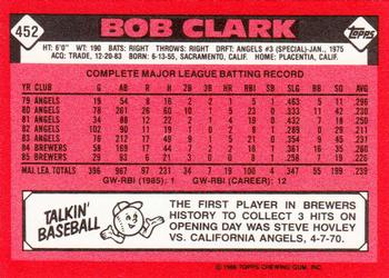 1986 Topps - Collector's Edition (Tiffany) #452 Bobby Clark Back