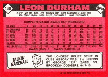 1986 Topps - Collector's Edition (Tiffany) #460 Leon Durham Back