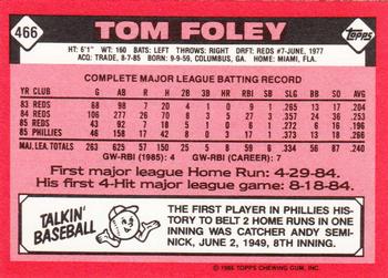 1986 Topps - Collector's Edition (Tiffany) #466 Tom Foley Back