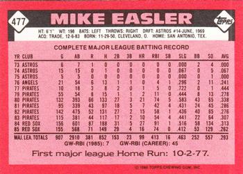 1986 Topps - Collector's Edition (Tiffany) #477 Mike Easler Back