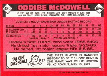 1986 Topps - Collector's Edition (Tiffany) #480 Oddibe McDowell Back
