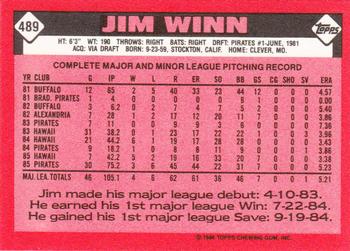 1986 Topps - Collector's Edition (Tiffany) #489 Jim Winn Back