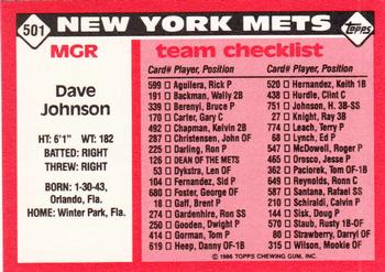 1986 Topps - Collector's Edition (Tiffany) #501 Dave Johnson Back