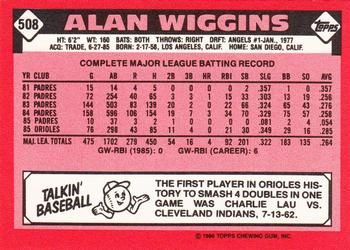 1986 Topps - Collector's Edition (Tiffany) #508 Alan Wiggins Back