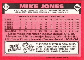 1986 Topps - Collector's Edition (Tiffany) #514 Mike Jones Back