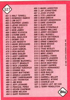 1986 Topps - Collector's Edition (Tiffany) #527 Checklist: 397-528 Back