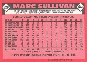 1986 Topps - Collector's Edition (Tiffany) #529 Marc Sullivan Back