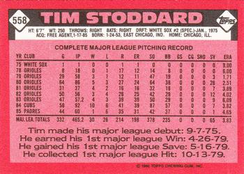 1986 Topps - Collector's Edition (Tiffany) #558 Tim Stoddard Back