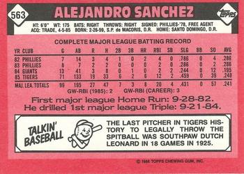 1986 Topps - Collector's Edition (Tiffany) #563 Alejandro Sanchez Back