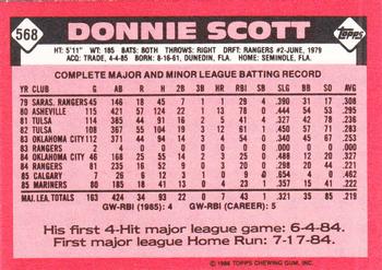 1986 Topps - Collector's Edition (Tiffany) #568 Donnie Scott Back