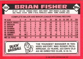 1986 Topps - Collector's Edition (Tiffany) #584 Brian Fisher Back