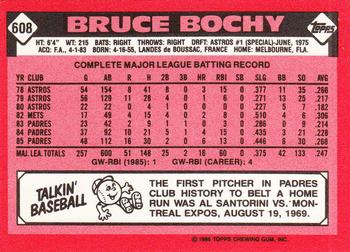 1986 Topps - Collector's Edition (Tiffany) #608 Bruce Bochy Back