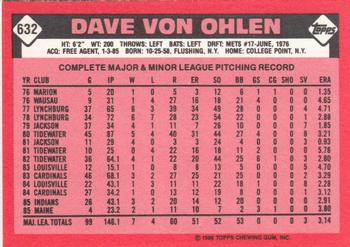 1986 Topps - Collector's Edition (Tiffany) #632 Dave Von Ohlen Back