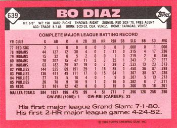 1986 Topps - Collector's Edition (Tiffany) #639 Bo Diaz Back
