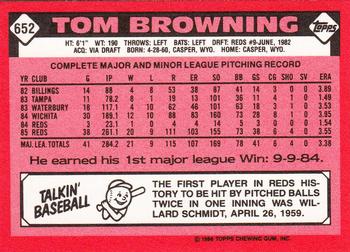 1986 Topps - Collector's Edition (Tiffany) #652 Tom Browning Back