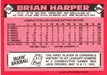 1986 Topps - Collector's Edition (Tiffany) #656 Brian Harper Back