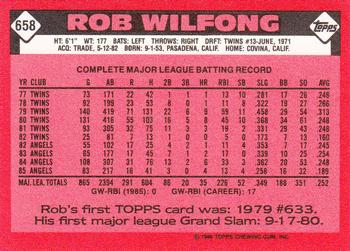 1986 Topps - Collector's Edition (Tiffany) #658 Rob Wilfong Back