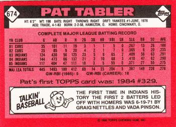 1986 Topps - Collector's Edition (Tiffany) #674 Pat Tabler Back