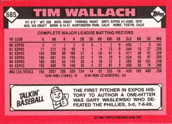 1986 Topps - Collector's Edition (Tiffany) #685 Tim Wallach Back