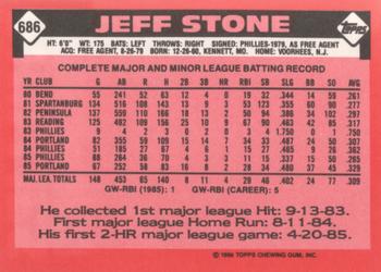 1986 Topps - Collector's Edition (Tiffany) #686 Jeff Stone Back