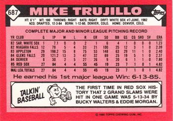 1986 Topps - Collector's Edition (Tiffany) #687 Mike Trujillo Back