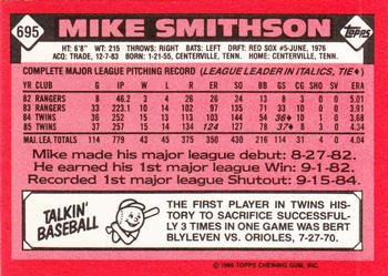 1986 Topps - Collector's Edition (Tiffany) #695 Mike Smithson Back
