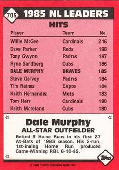 1986 Topps - Collector's Edition (Tiffany) #705 Dale Murphy Back