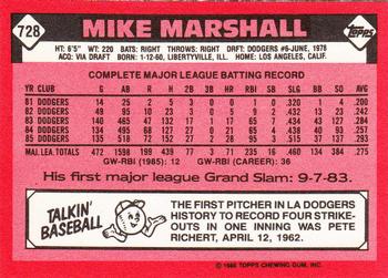 1986 Topps - Collector's Edition (Tiffany) #728 Mike Marshall Back
