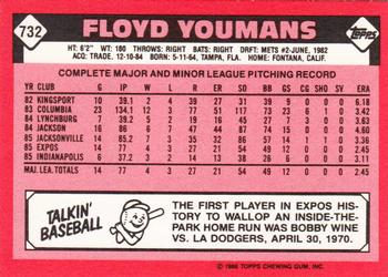 1986 Topps - Collector's Edition (Tiffany) #732 Floyd Youmans Back