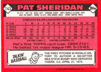 1986 Topps - Collector's Edition (Tiffany) #743 Pat Sheridan Back