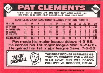 1986 Topps - Collector's Edition (Tiffany) #754 Pat Clements Back