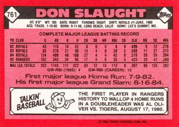 1986 Topps - Collector's Edition (Tiffany) #761 Don Slaught Back